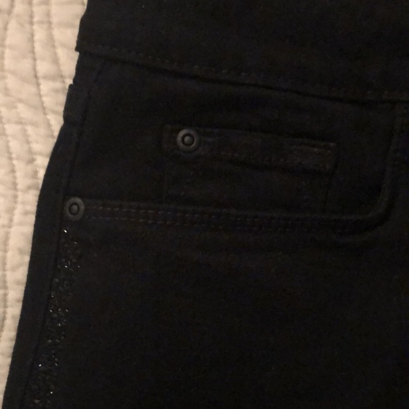NWOT NYDJ black jeans/leggings with sparkly beaded tuxedo stripe down leg - Picture 9 of 9